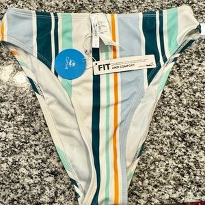 Cupshe Fit and Comfort High Rise Striped Bikini Bottom Size Small